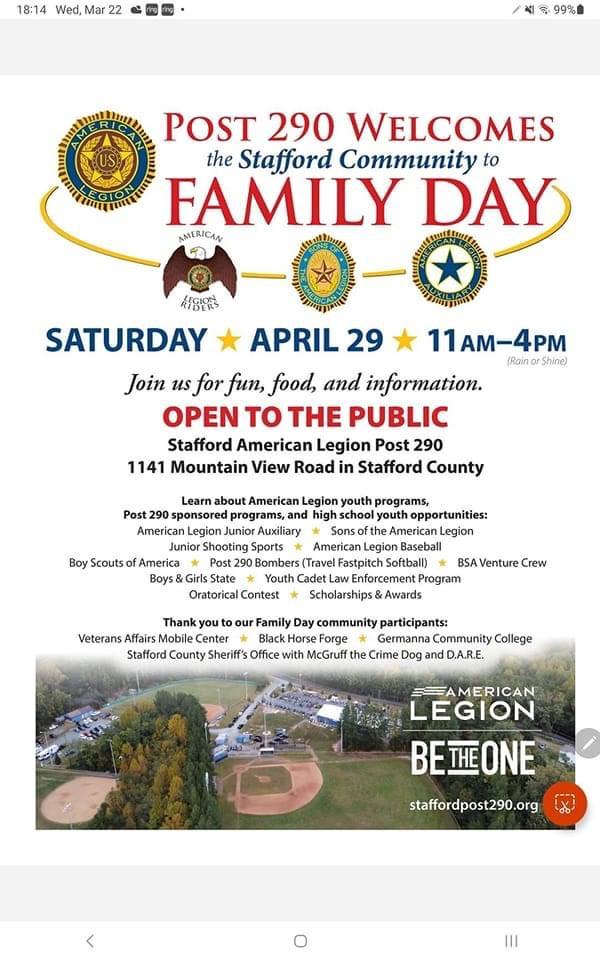 American Legion Family Day April 29 Legiontown U.S.A.