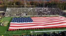 West Point field-sized flag at halftime veterans tribute 
