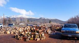 Local veterans supply needy veteran families with firewood to keep warm in the winter.