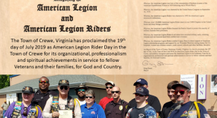 Crewe, VA Proclaims American Legion Rider Day