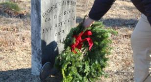 American Legion Post 2 in Bristol, Connecticut helps with the town's Wreaths Across America event