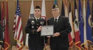 Post 38 honors Distinguished Honor Graduate at basic leader course at NCO Academy, South Korea