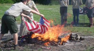 Cloverdale, Ind., Boy Scouts perform flag retirement ceremony