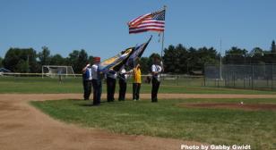 American Legion Post 492 Color Guard posts the colors at youth baseball tournament in Central Wisconsin