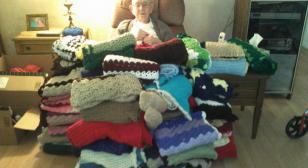 95 Year Old Navy SeaBee Crochets Over One Hundred Twenty Blankets to Donate to Veterans in November