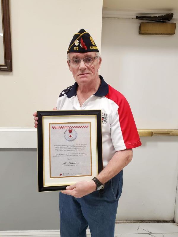 Award of Honorary Life Membership member of Springfield Post 176 ...