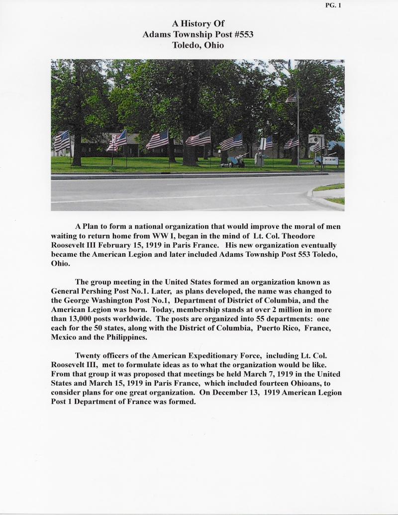 Adams Township Post 553 history Legiontown U.S.A.