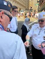 Post 13 historian meets Massachusetts district commander during July 4 parade in Boston