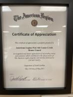 American Legion Post 166 (Goose Creek, S.C.) honor guard receives citation 