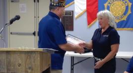 John J. Morris Post 62 presents Patriotism Award to Mission BBQ Surprise