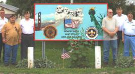 Town Center Sign Honoring Verterans