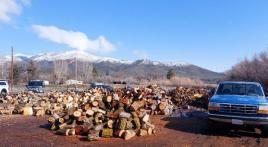Local veterans supply needy veteran families with firewood to keep warm in the winter.