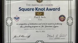 Legionnaire from Post 133 (Temple, Texas) receives Square Knot Award