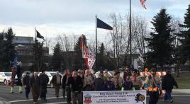 Boy Scout Troop 214 marches to support their post on Veterans Day