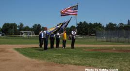 American Legion Post 492 Color Guard posts the colors at youth baseball tournament in Central Wisconsin