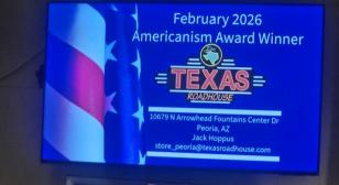 John J. Morris Post 62 honors Texas Roadhouse with Americanism Award
