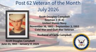 John J. Morris Post 62 honors Scott Campbell as Veteran of the Month