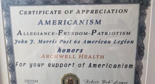 John J. Morris Post 62 honors Archwell Heath with Americanism Award