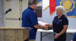 John J. Morris Post 62 presents Patriotism Award to Mission BBQ Surprise