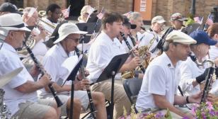 Patriotic American Legion band plays Fourth of July pre-parade performance