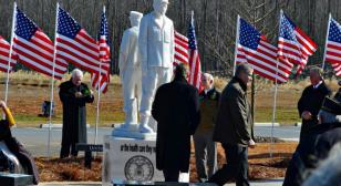 Cherokee County (Ga.) veterans dedicate the nation's first homeless veteran statue in ceremony