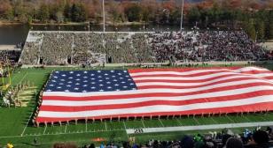West Point field-sized flag at halftime veterans tribute 