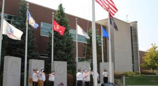 Flag rotation at Hoffman Estates Veterans Memorial
