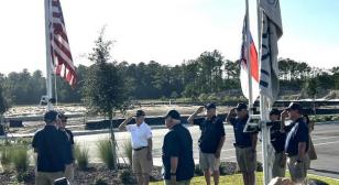 Official flag-raising by John E. Jacobs American Legion Post 68 (Leland, N.C.) celebrating grand opening of Inspire of Brunswick Forest