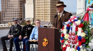 Future Marines take oath of enlistment during history rooftop ceremony