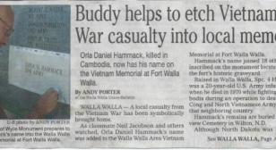 Buddy helps etch Vietnam War casualty into local memory