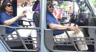 One of the grand marshals at Fort Wayne, Ind,'s “first ever” Fourth of July Parade