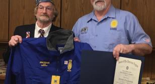 Gladstone, Michigan, Son receives Blue Brigade Jacket for recruiting 30 or more members