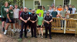 Creekview High School varsity football team spends day on veteran projects