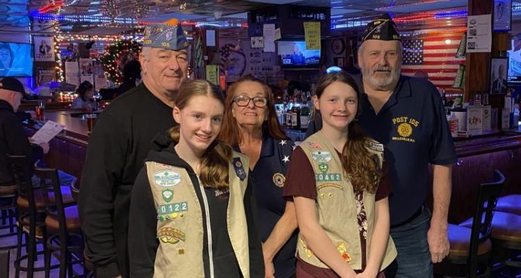 American Legion Family of 105 in Belleville, New Jersey, donates $1,500 of Girl Scout cookies
